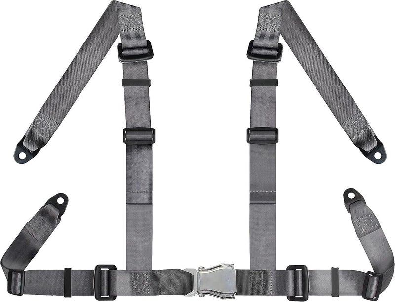 Yakitoko Universal 4 point Safety Harness Set 2" Fits Go Kart,UTV,ATV,Racing Gray - Image 1